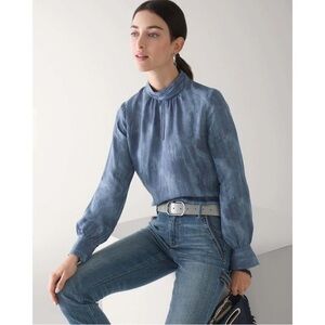 NWT White House Black Market long sleeve Mock neck Keyhole blouse size 6